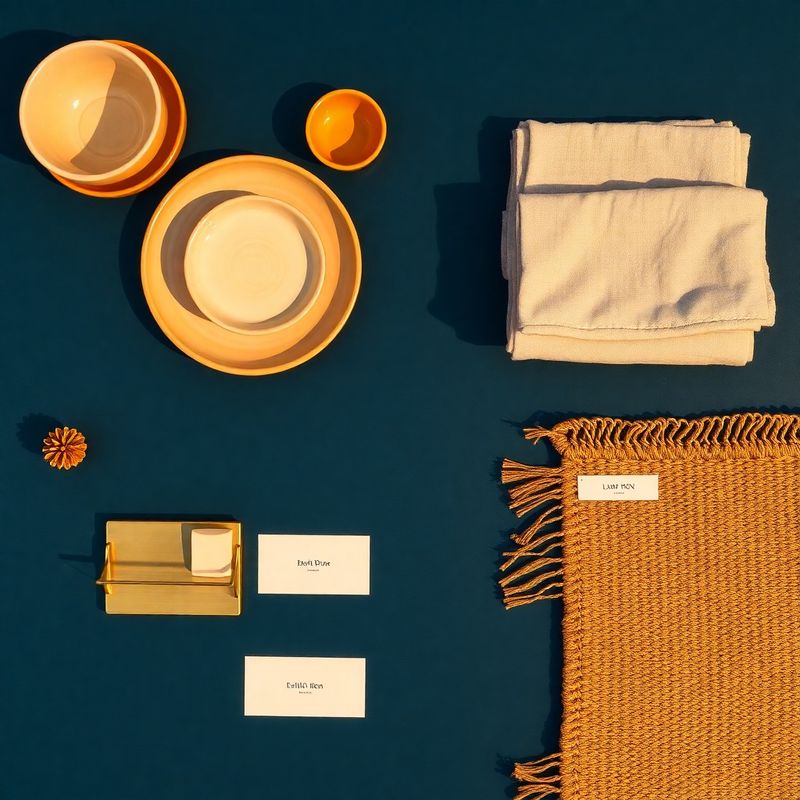 Flat-lay of four product categories arranged in quadrants on an ink-blue surface