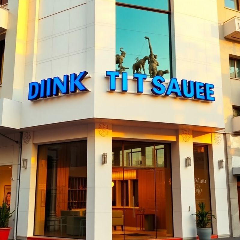 Modern Pune commercial building on Koregaon Park Road with ink-blue signage