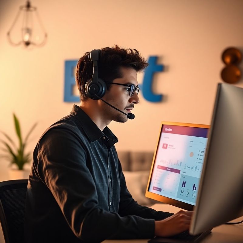 Support team member at a monitor reviewing an order dashboard